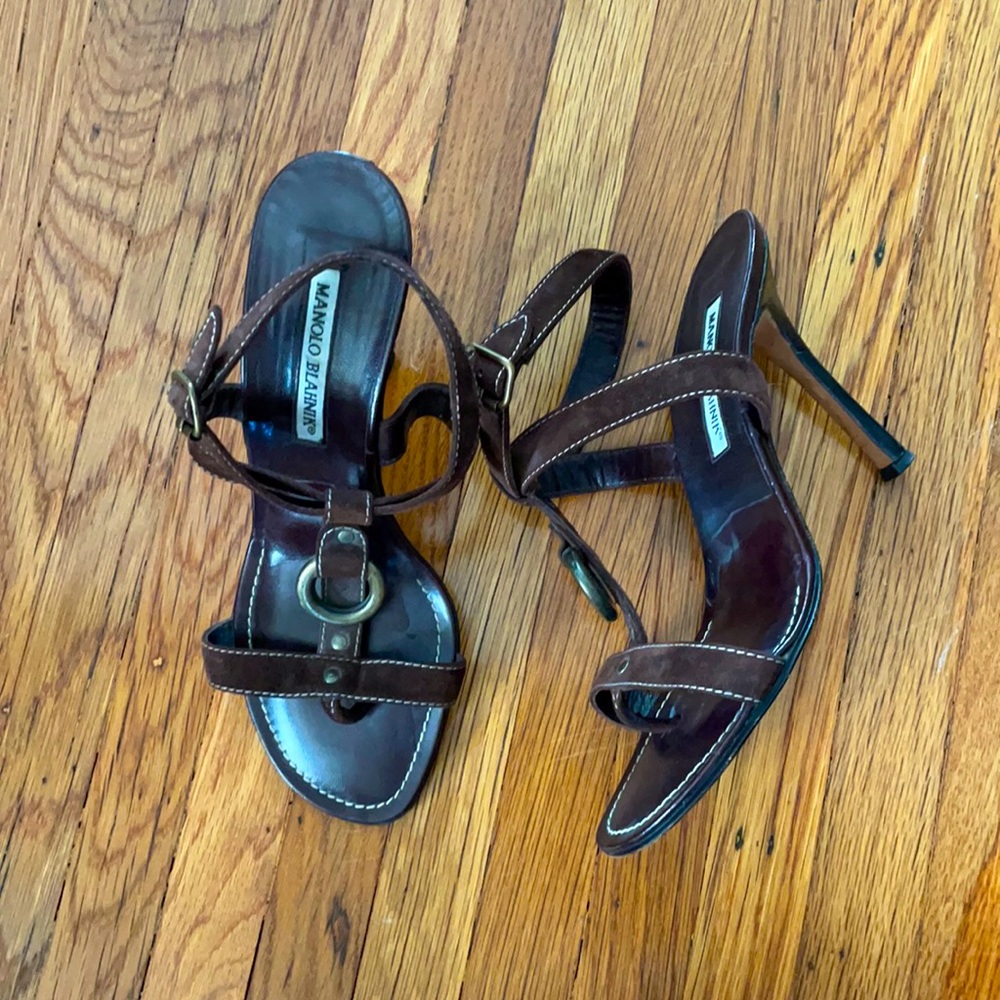 🌟must go🌟Brown suede Manolo Blahnik heels sz38.5